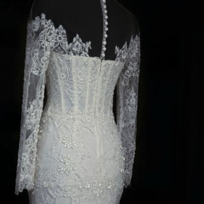 Gorgeous Mermaid Lace Crystal Wedding Dress Sw15