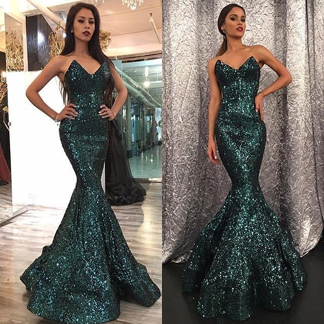 emerald green sequin formal dress